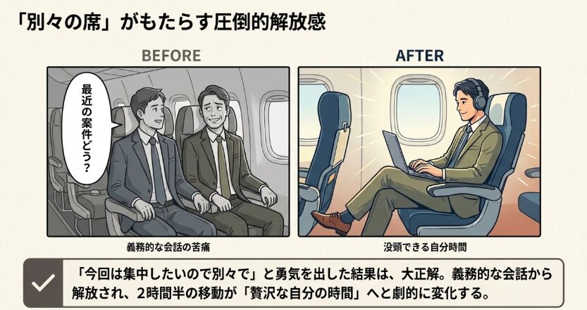 実際に別々の席を予約して感じた快適さ