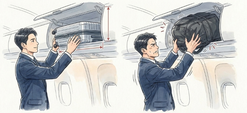 荷物棚に入れるときの使用感