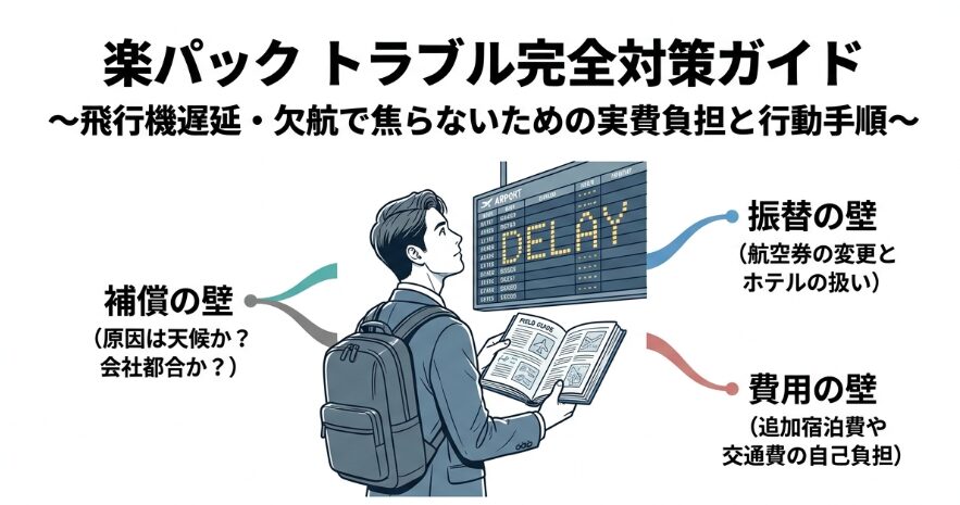 楽パック利用時の飛行機遅延の場合の補償は？