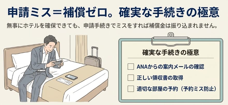 ANAの遅延や欠航でホテル補償申請に失敗しない全手順