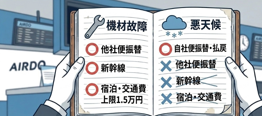 機材故障と悪天候で変わる補償範囲の違い