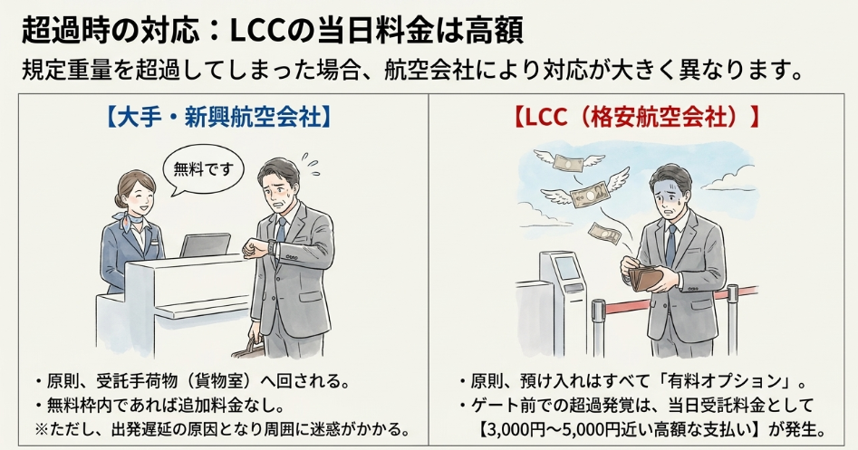 規定の重さを超えた際に追加でかかる料金