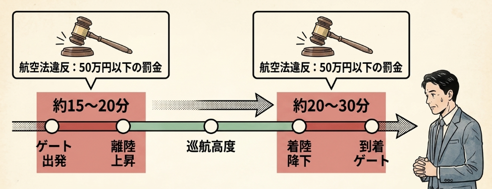 安全基準に基づくリクライニング禁止の時間帯