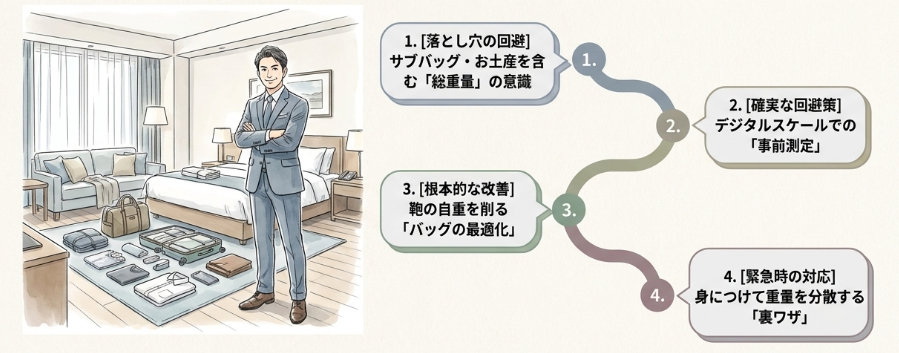 航空会社ごとの手荷物の重さの違いと機内持ち込み対策