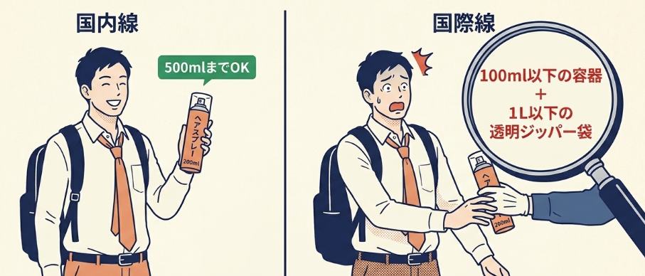 国内線と国際線はここが違う