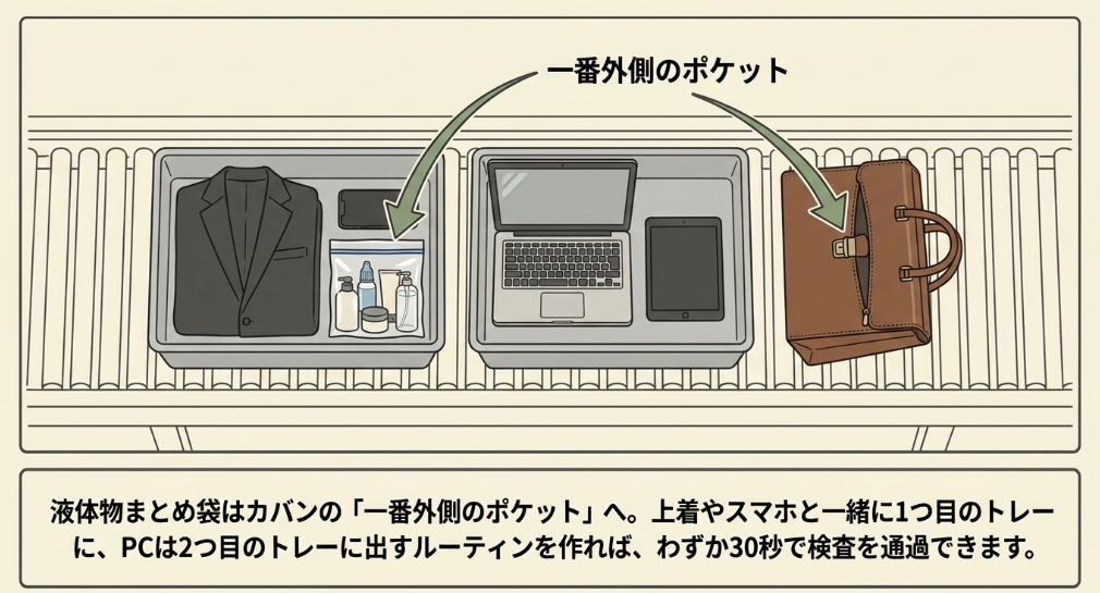 保安検査を30秒でスムーズに通過するおすすめ収納術