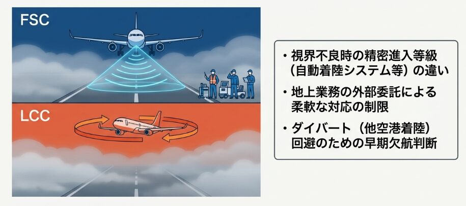 悪天候や視界不良時の優先順位の違い