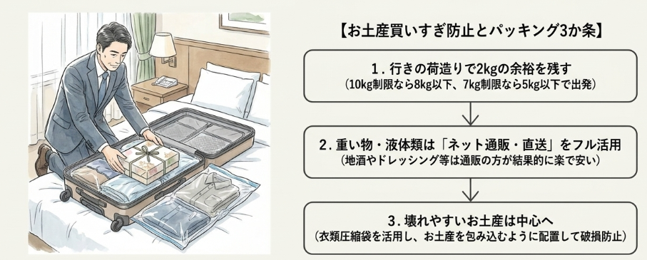 お土産で重さオーバーしないパッキング