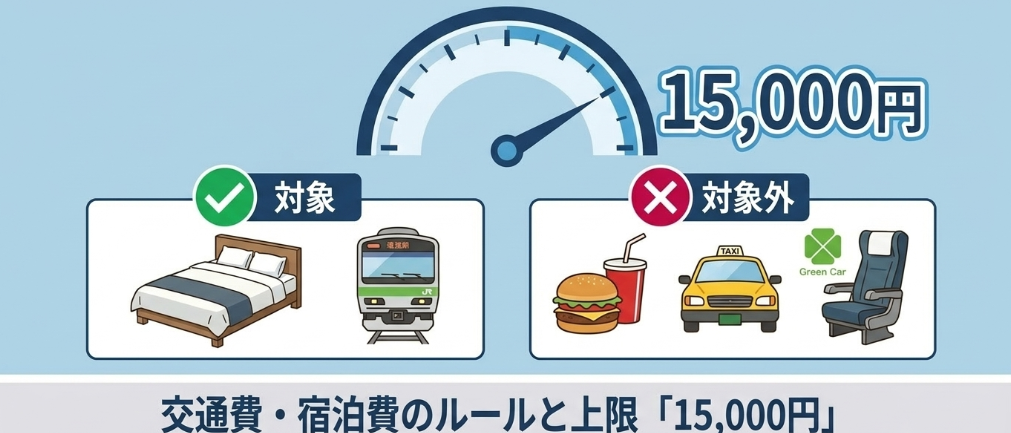 宿泊費や交通費が支払われる条件と上限額