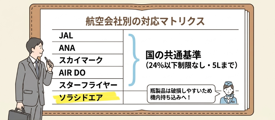 出張でよく使う航空会社ごとの対応
