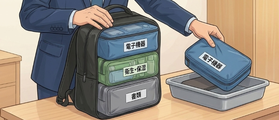 荷物をまとめるためのポーチ活用術