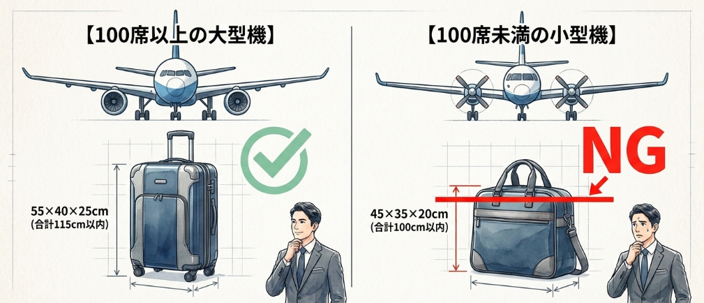 主要航空会社のサイズ規定一覧